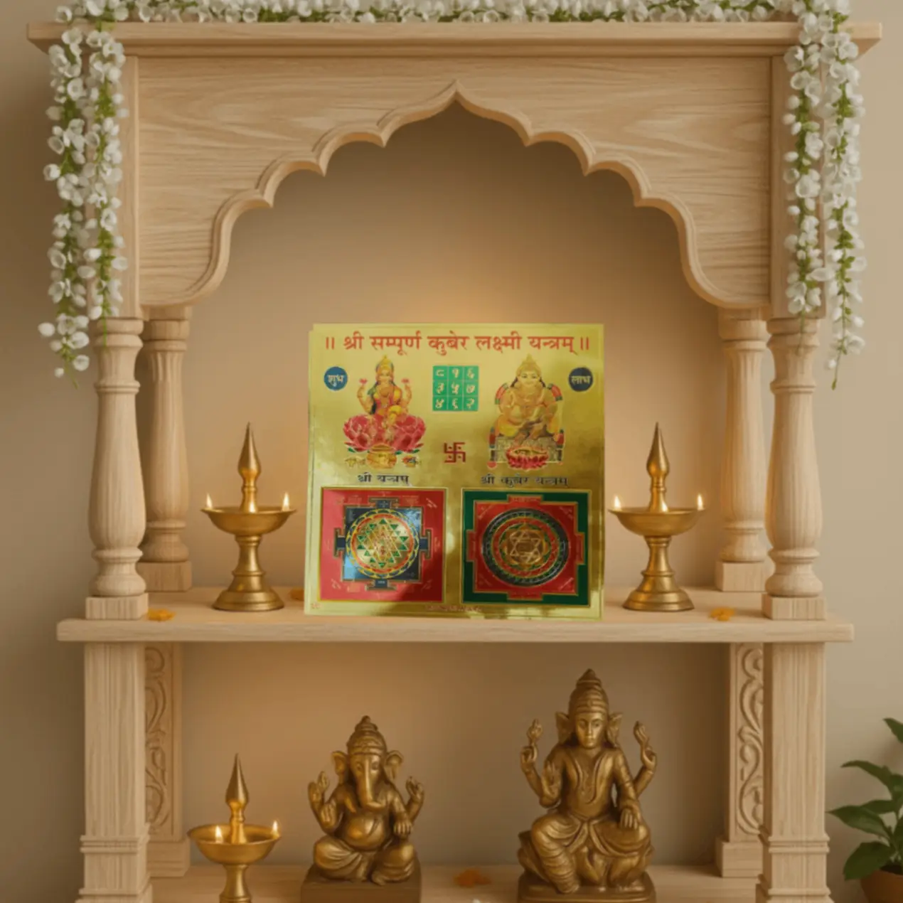 ASTROBJ Shri Sampoorna Kuber Laxmi Yantra, Gold Foil, 9x9 Inches, Swiss Made, 0.5mm Thickness, Hindu Religious Decor | Siddh & Energised Yantra A+++ | Best For Vastu, Good Luck, Possitivety, Money view 2