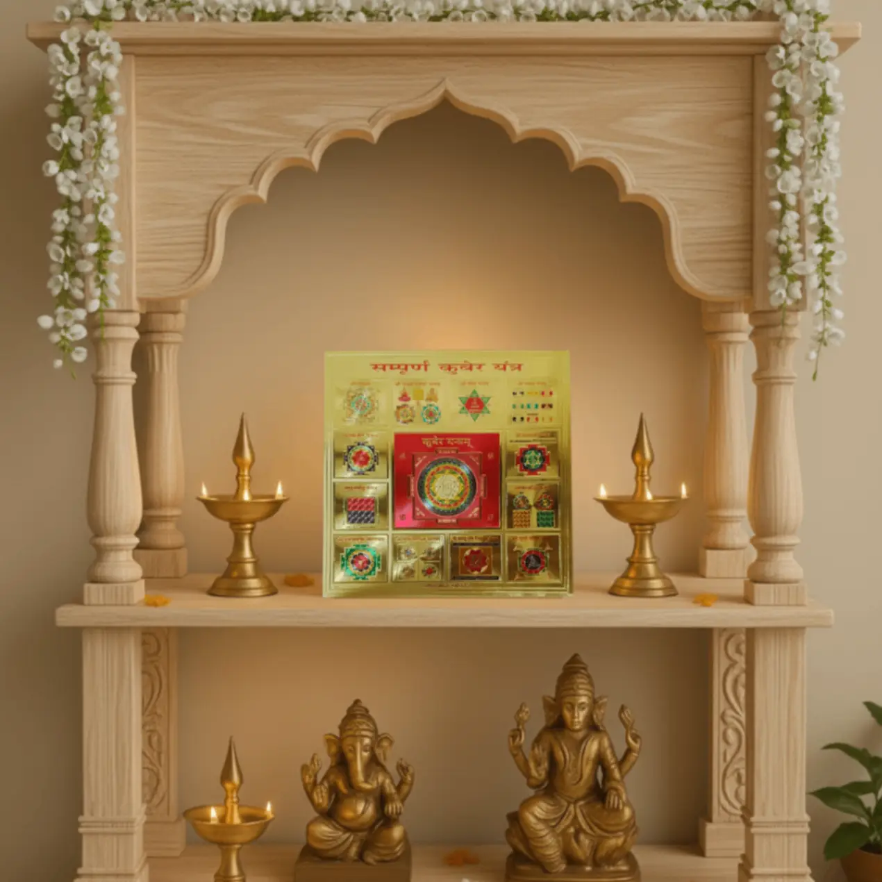 ASTROBJ Sampoorna Kuber Yantra, Gold Foil, 9x9 Inches, Swiss Made, Hindu Religious Spiritual Decor, 0.5mm Thickness | Siddh & Energised Yantra A+++ | Best For Vastu, Good Luck, Possitivety, Money view 2