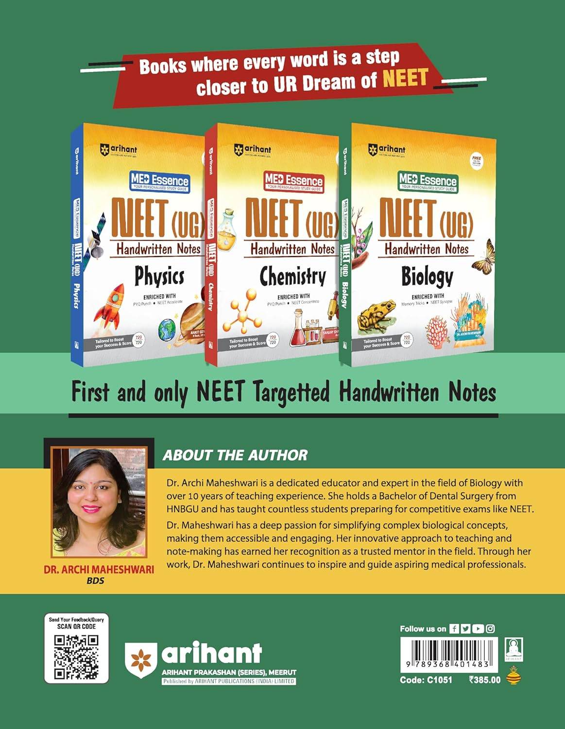Arihant NEET (UG) Biology Handwritten Notes for Exam 2026 l 9789368401483 view 3