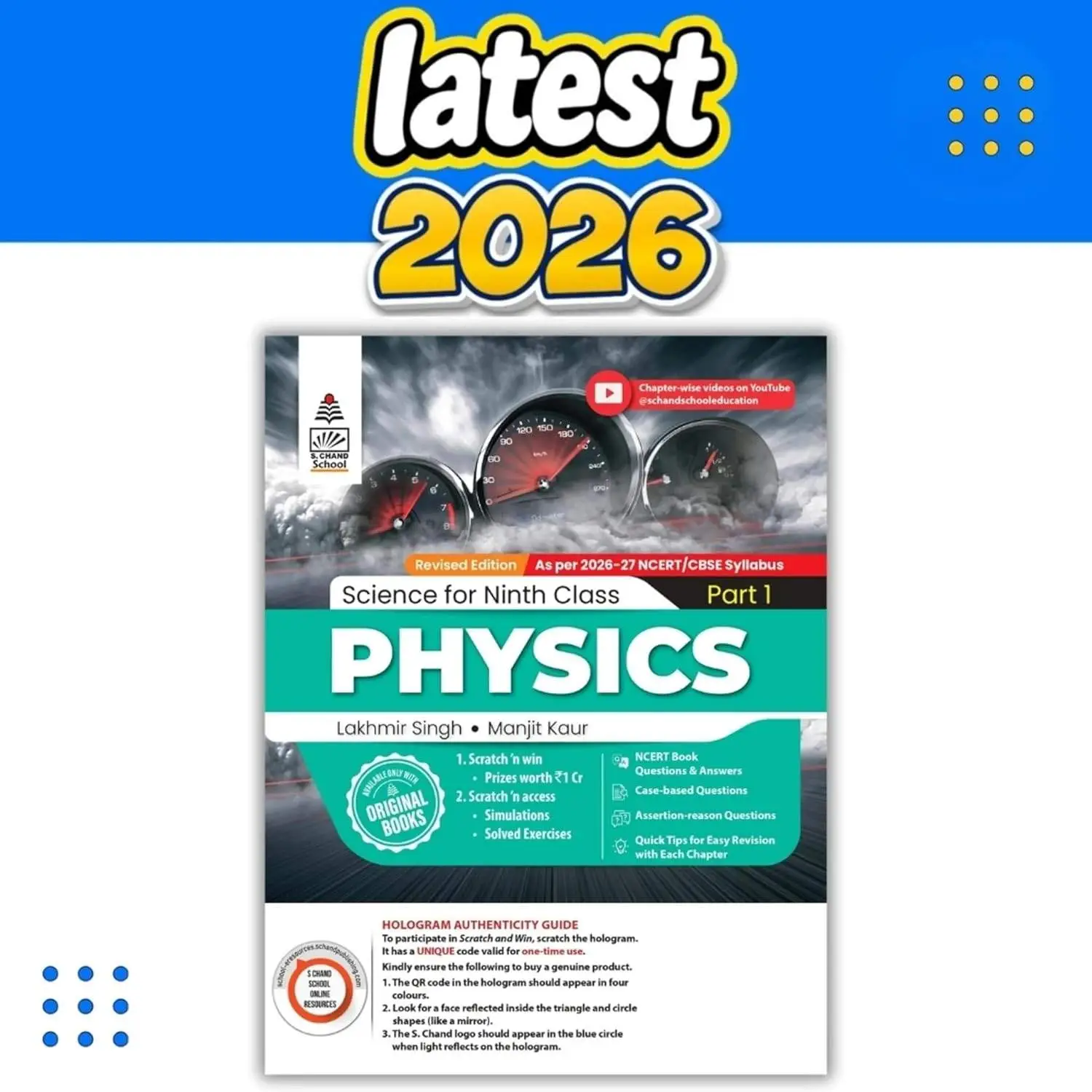 Lakhmir Singh Science Class 9 Physics Part 1 (2026-27 For CBSE Board Exams) | 9789369584093