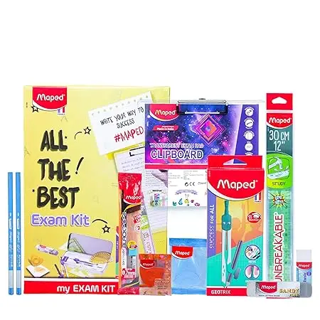 Maped All The Best Exam Kit | Multi Product Kit|Stationery Kit | Exam Essential Kit | Exam kit for Students |Writing Kit | Combination Set of 10