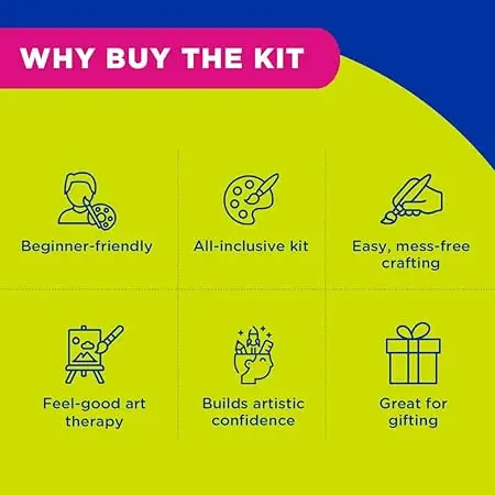 Fevicryl Canvas Painting Kit, All-Inclusive DIY Art Kit with Mini Canvas, Fevicryl Acrylic Colours, Painting Brush and Wooden Easel, Ideal Gift for Students, Beginners view 5