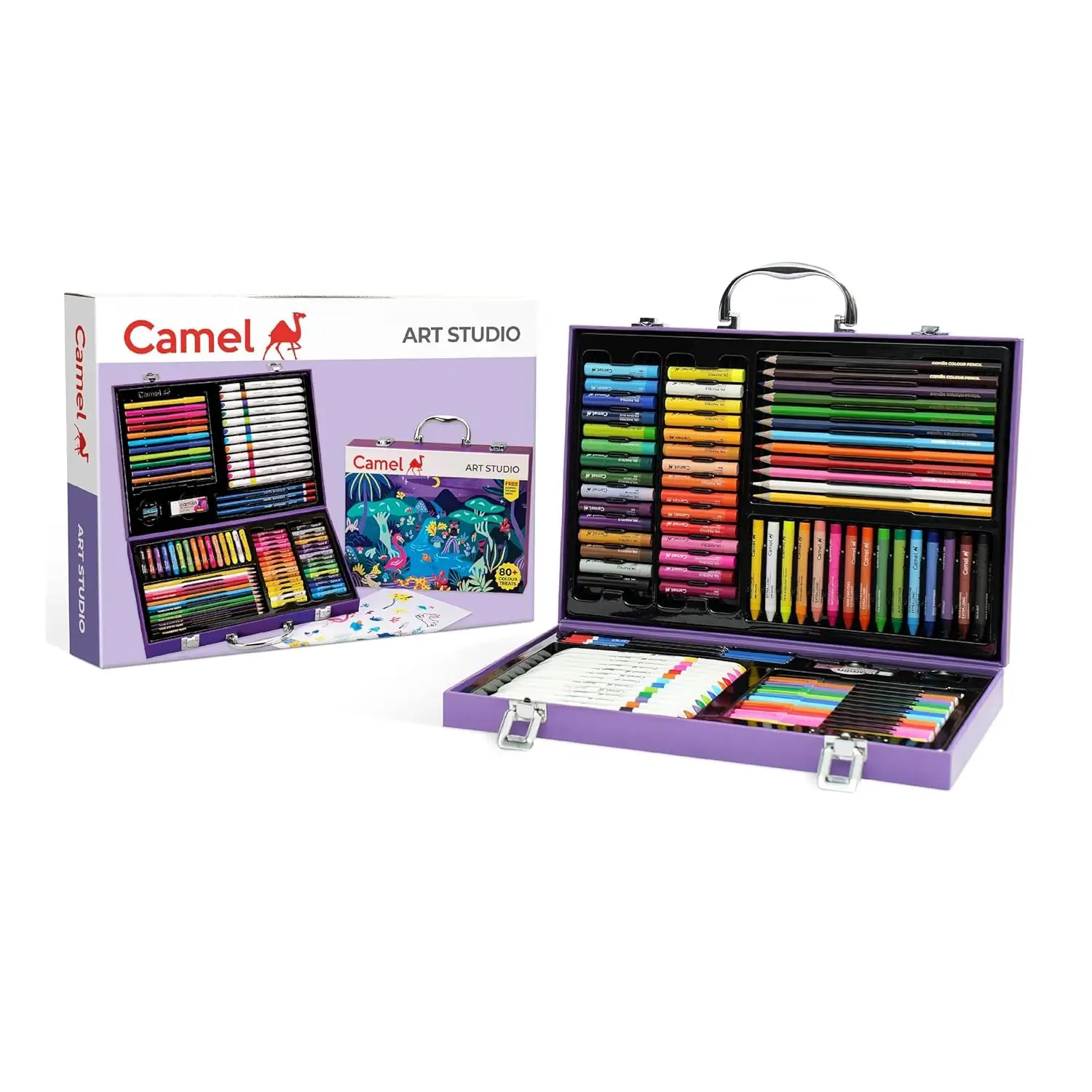 Camel Art Studio – Reusable Briefcase Style Pack | Comprehensive Art Supplies for Drawing & Painting | Ideal for Kids & Hobbyists | Pack of 1 Kit