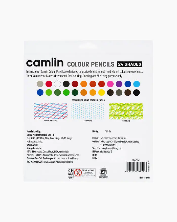 Camlin Colour Pencils 24 Shades| Super Smooth | Bright Colour | 8901425006566 view 4