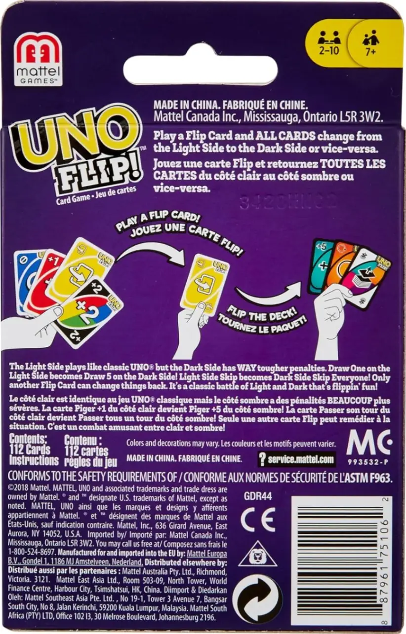UNO Flip Kid Mattel Games Uno Flip Side Card Game, Multi Color view 3