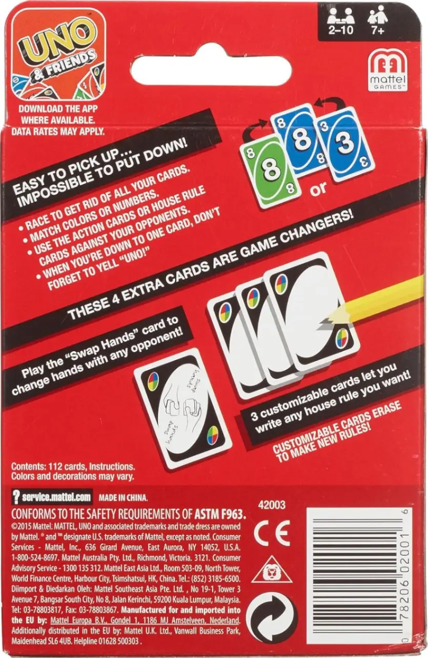 Mattel Uno Playing Card Game for 7 Yrs and Above for Adult,Set of 112 Cards, Multicolor view 4