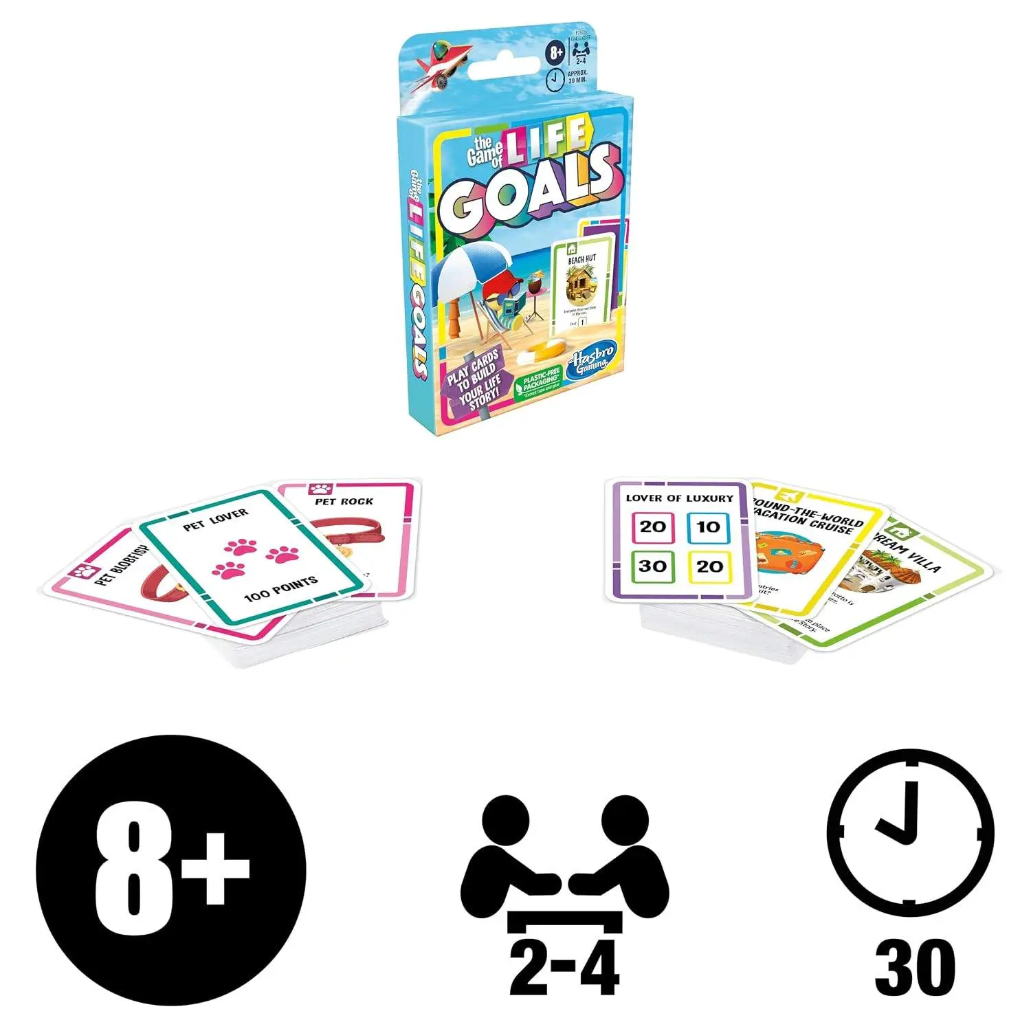 Hasbro Gaming The Game of Life Goals,Quick-Playing Card for 2-4 Players,Life Card Game for Families and Kids Ages 8 and Up, Birthday Gift for Kids view 4