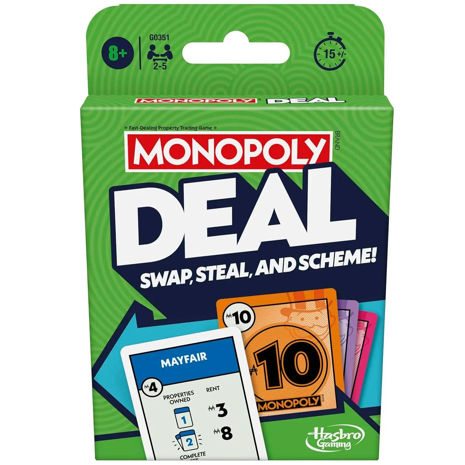 Monopoly Deal Card Game | Quick-Playing Card Game | Fun Games for Families and Kids | Ages 8 and Up | 2 to 5 Players | 15 Mins. | Travel Games | Birthday Gift for Kids