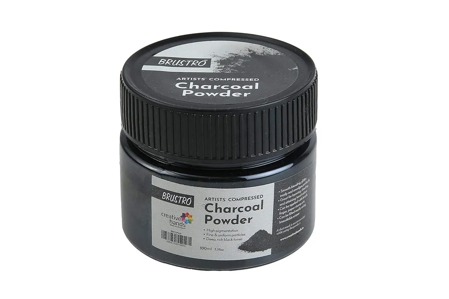 BRUSTRO Artists Compressed Charcoal Powder 100 ml. | Richest Black Tone, Ideal for Layering, Shading, Drawing, Sketching, Mixed Media Art, Fine Art Students, Professionals