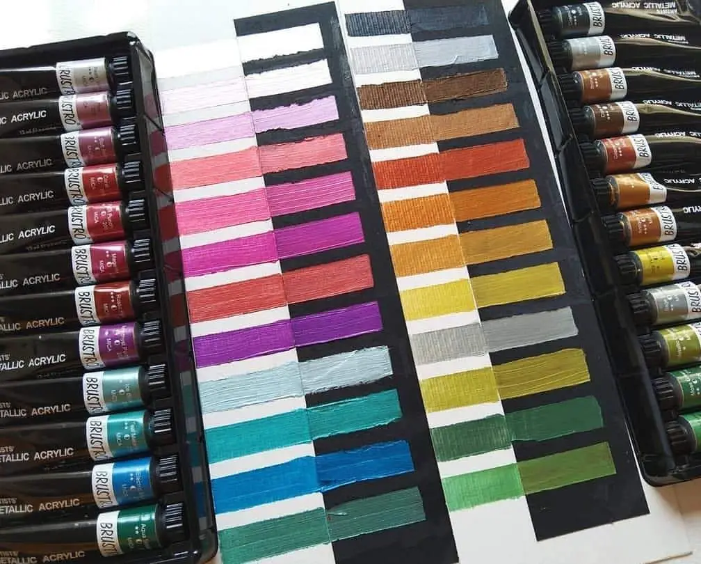 BRUSTRO Artists Metallic Acrylic Colour Paint Set of 24x12ml | Inter-mixable Colors, Ideal for Paper,Canvas,Crafters,Fine Art Students and Professionals view 5