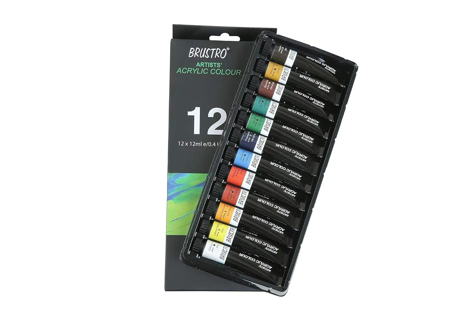 BRUSTRO Artist's Acrylic Colour | Set of 12 Colors X 12ml Tubes | Ideal for Students and Adults,for Canvas, Wood, Leather, Portrait, Pouring Medium Art view 4
