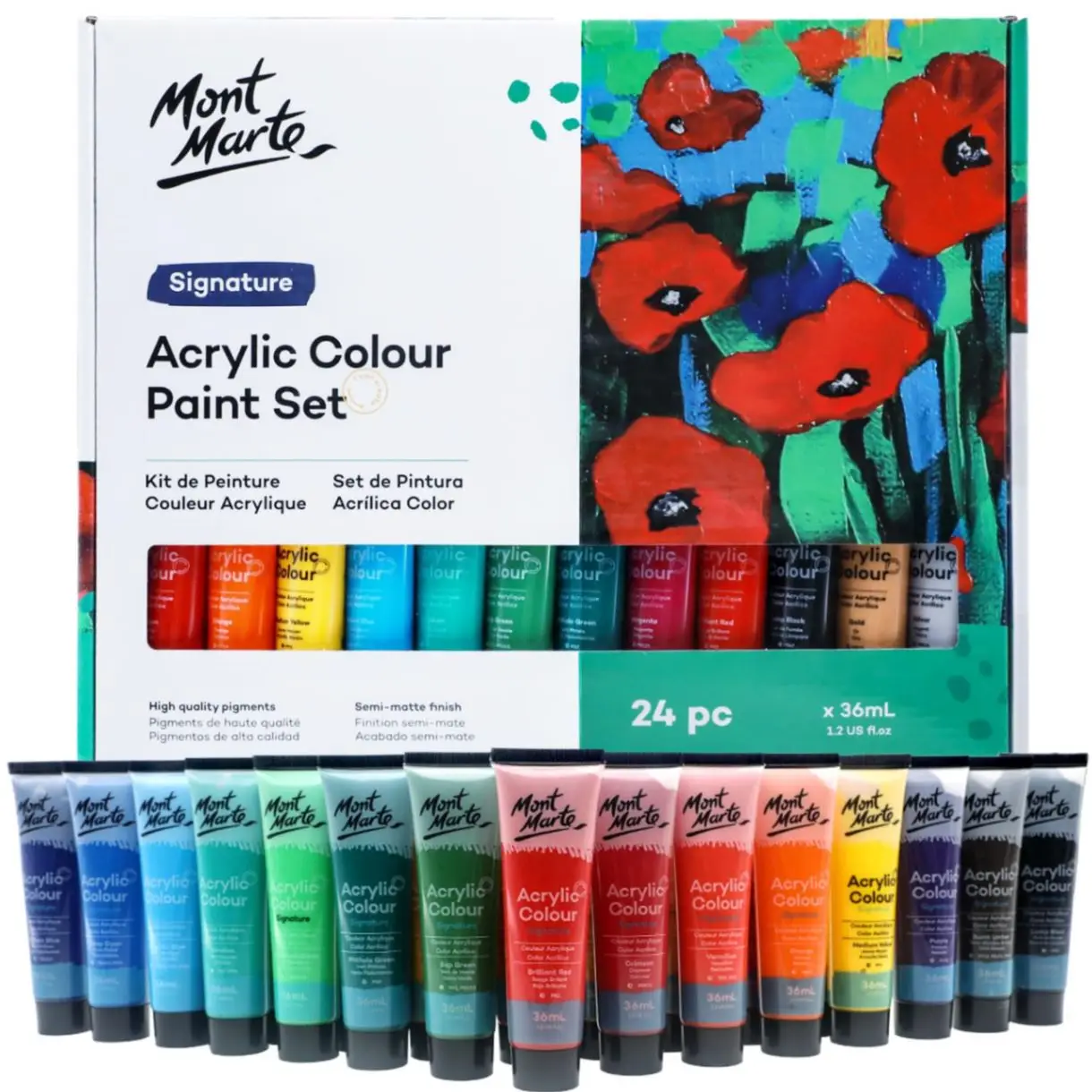 Mont Marte Signature Acrylic Paint(Pastel Colour) Set 24Pcs 36Ml, Multicolour