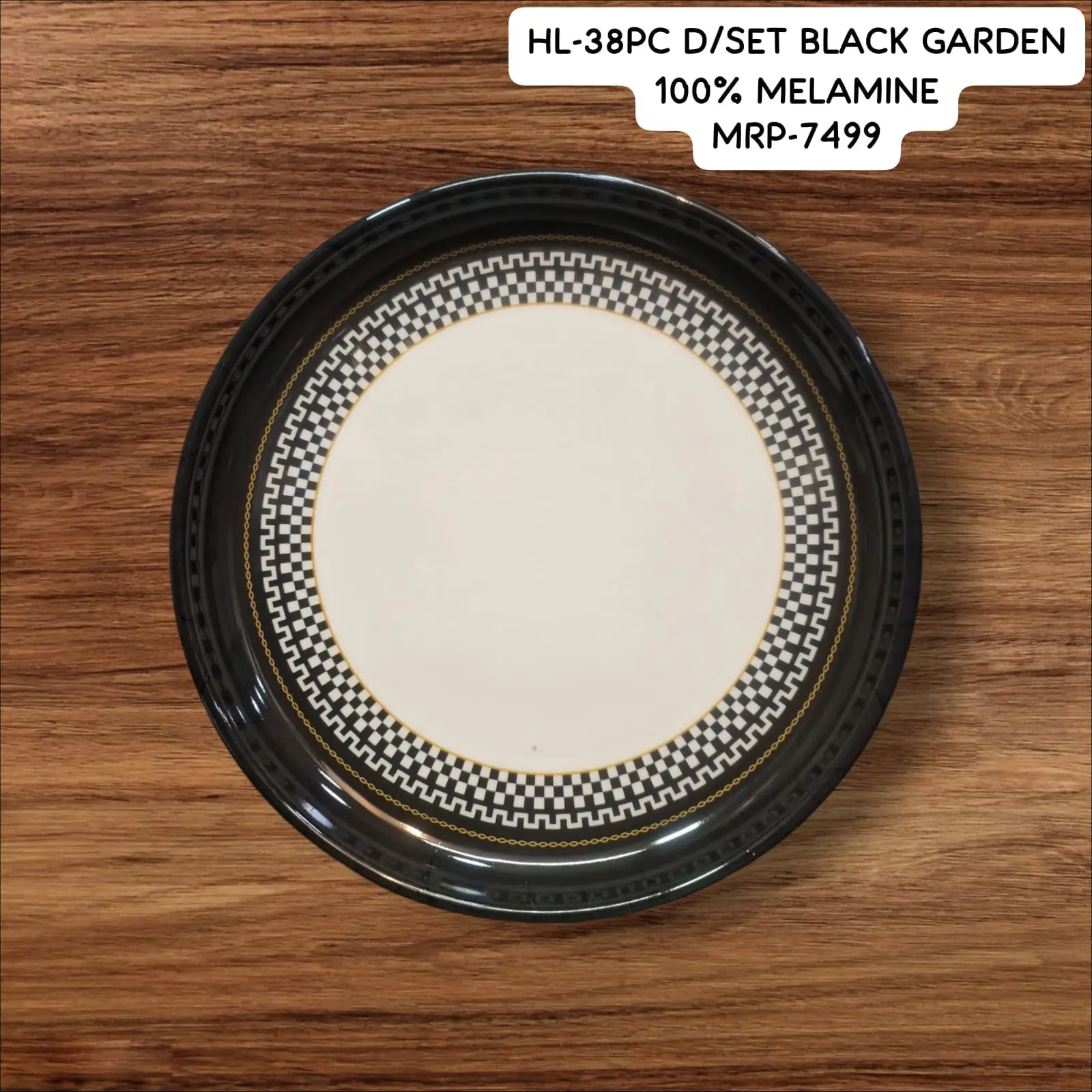 Black Garden Melamine Dinner Set