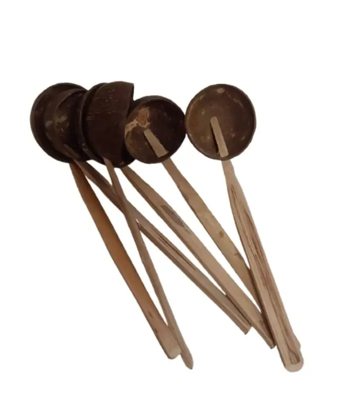 Handcrafted Coconut Shell Stirring Ladles | Eco-Friendly Natural Drink & Spice Stirrers (Set of 6)