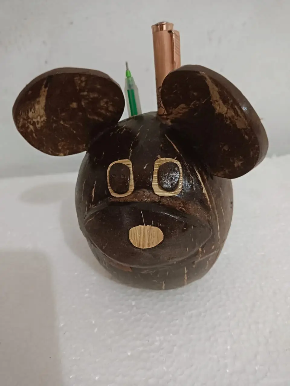 Handcrafted Monkey Face Coconut Shell Pen Stand | Eco-Friendly Coconut Shell Desk Organizer | Handmade Office & Study Table Decor