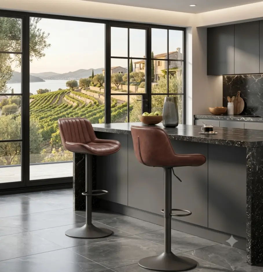 Craftswell Brown Leather Bar Stool