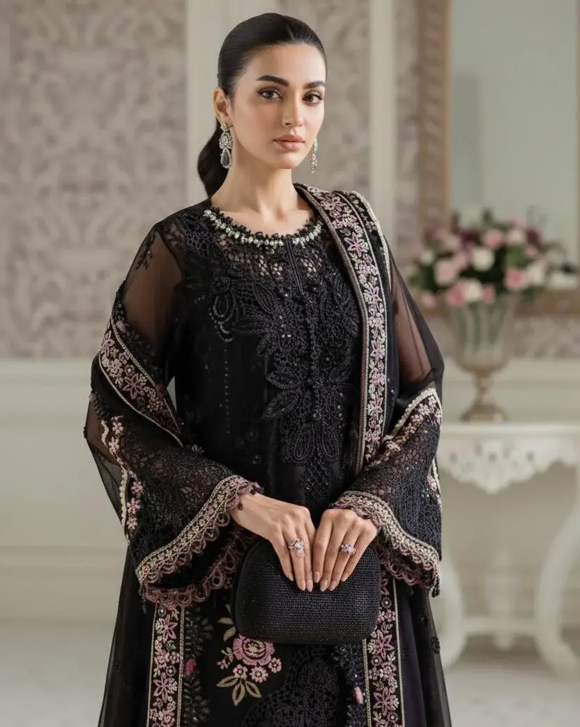Ronak-e-mahal Semi Stitched Chiffon Collection D4 / HC002086 view 2