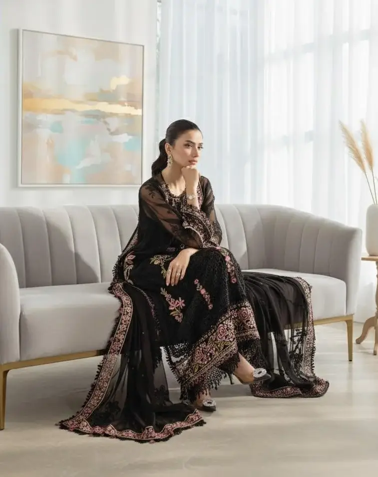 Ronak-e-mahal Semi Stitched Chiffon Collection D4 / HC002086 view 3