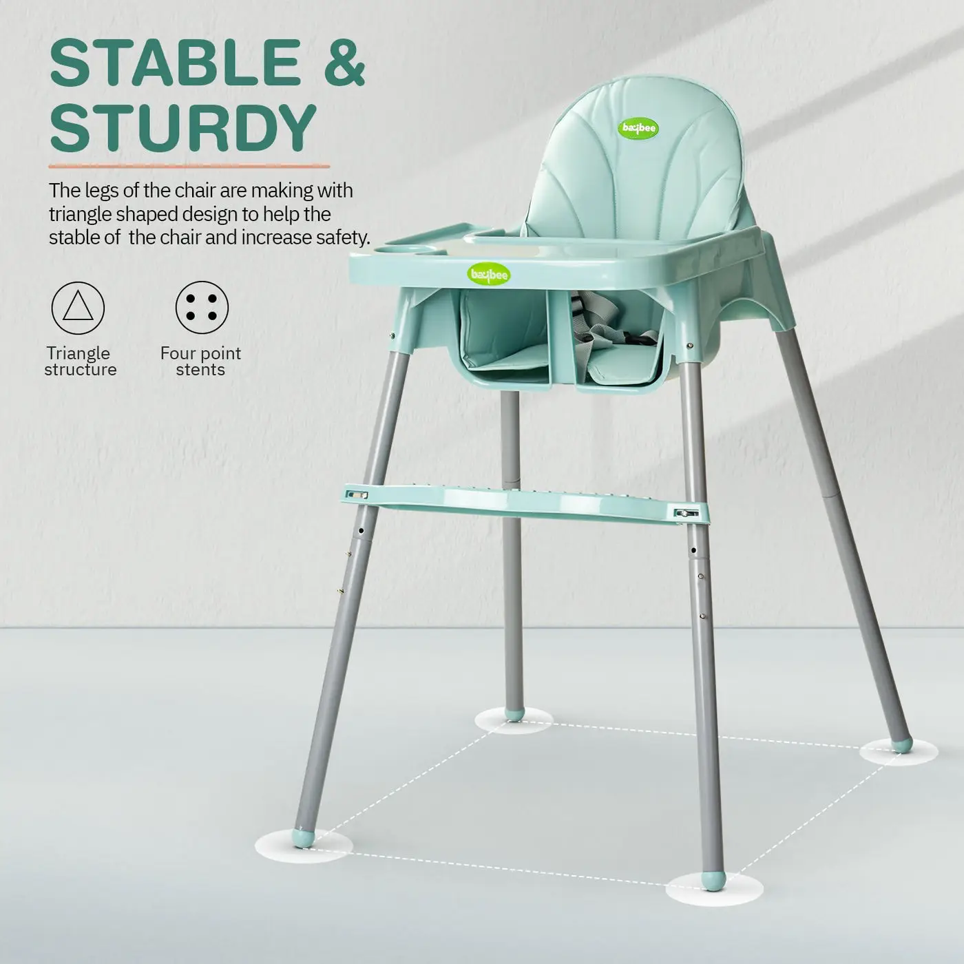 Beebee High Chair green view 2