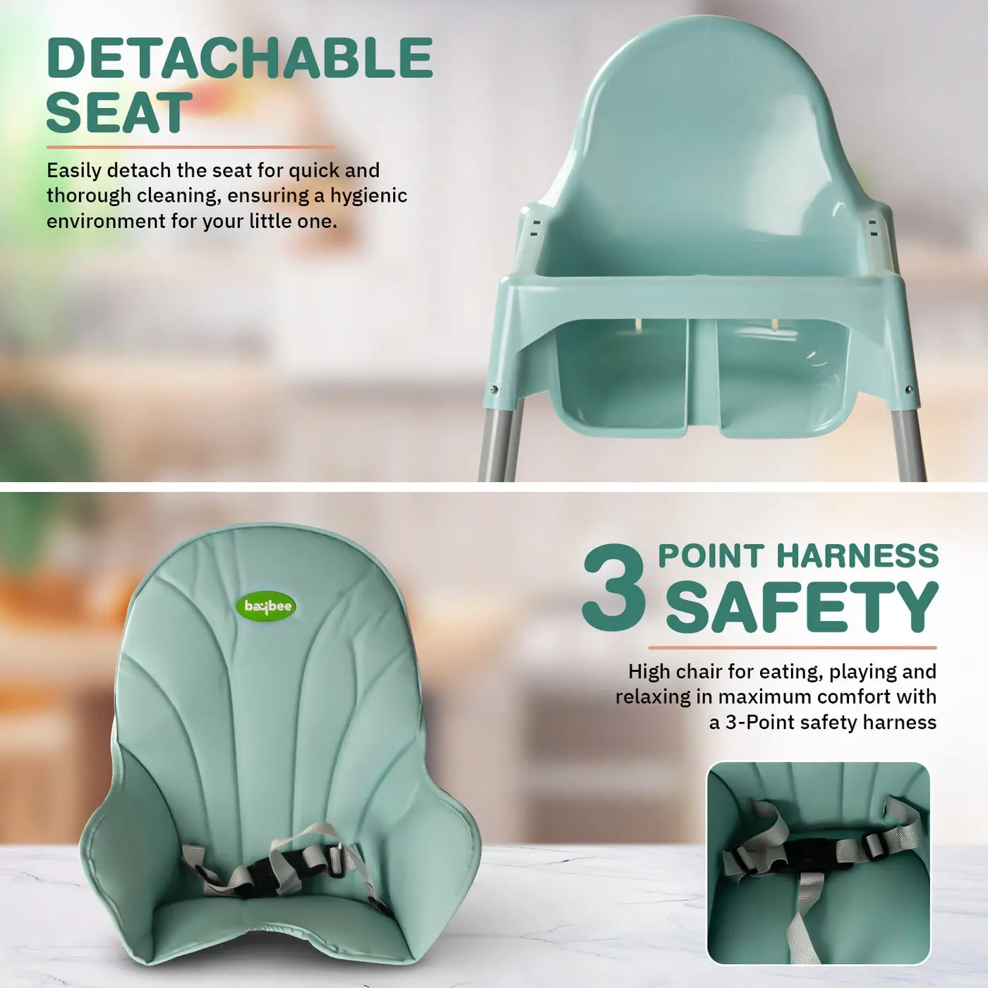 Beebee High Chair green view 6