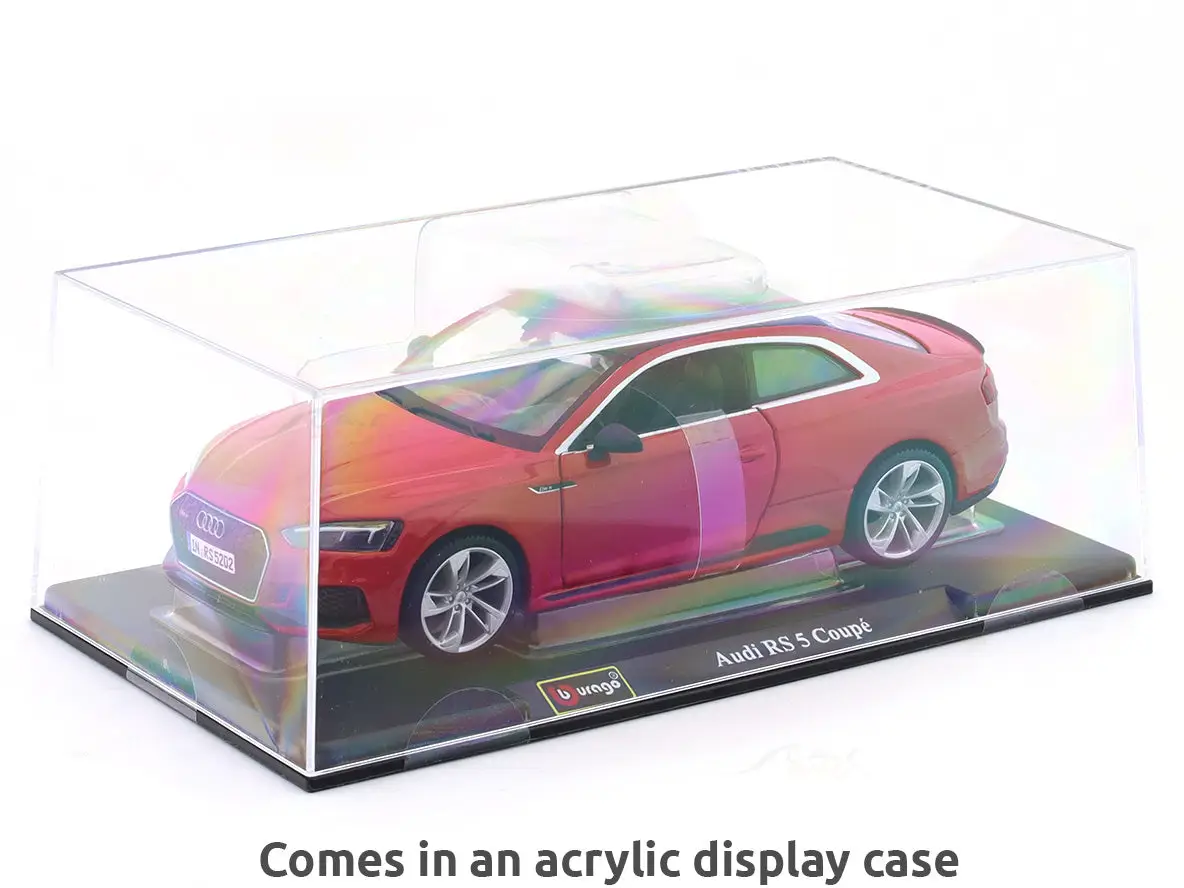 Audi RS 5 Coupe Red 1:24 Bburago with Acrylic Case Licensed Diecast Scale Model Car Collectible view 2