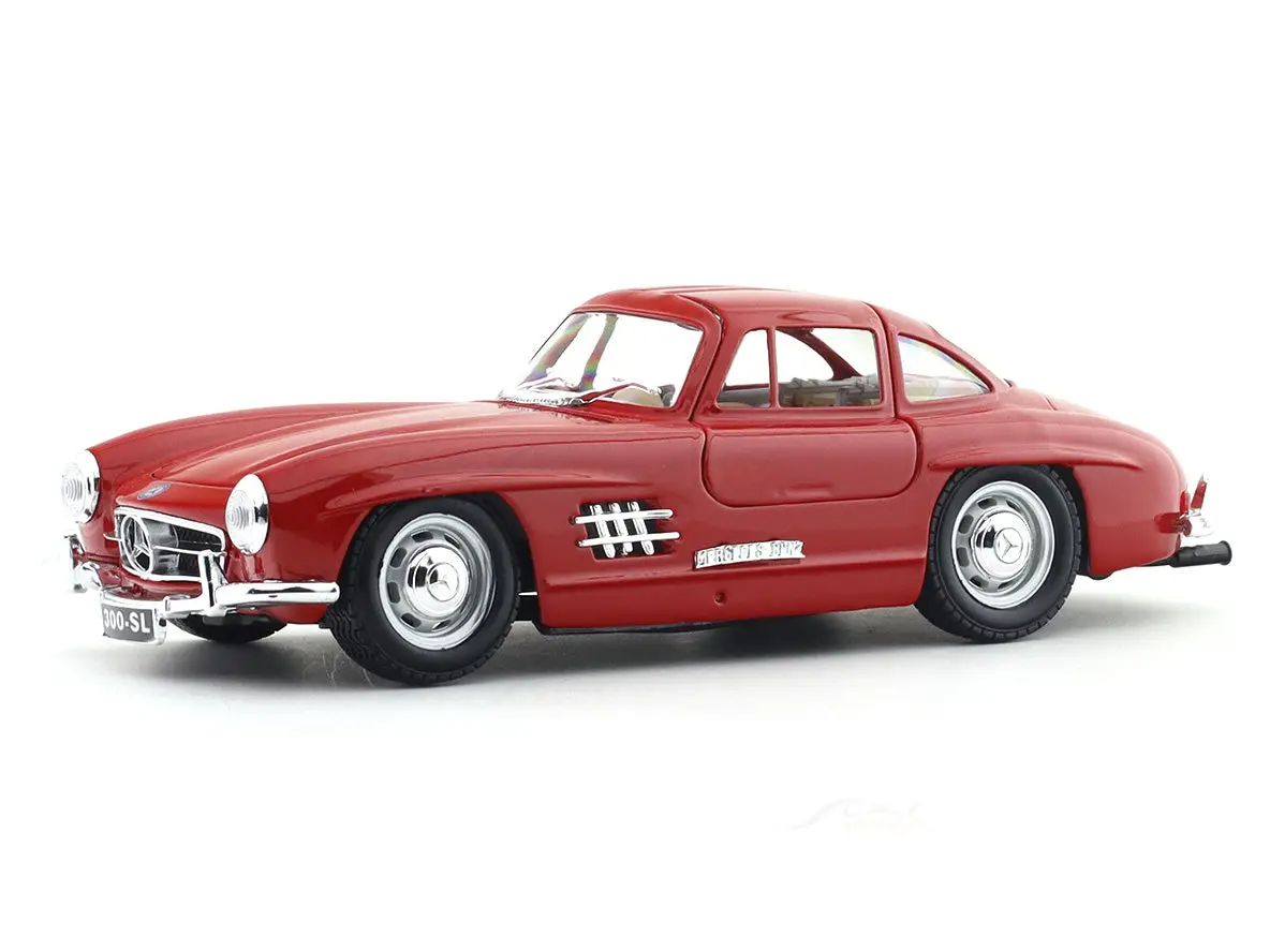 1954 Mercedes-Benz 300SL Red with Acrylic Case 1:24 Bburago Licensed Diecast Scale Model Car Collectible