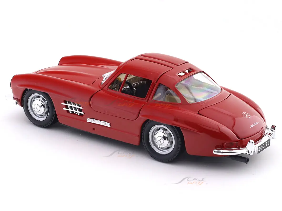 1954 Mercedes-Benz 300SL Red with Acrylic Case 1:24 Bburago Licensed Diecast Scale Model Car Collectible view 5