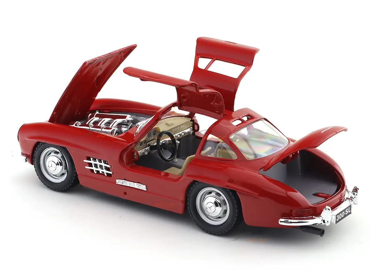 1954 Mercedes-Benz 300SL Red with Acrylic Case 1:24 Bburago Licensed Diecast Scale Model Car Collectible view 7