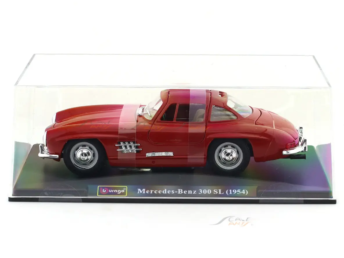 1954 Mercedes-Benz 300SL Red with Acrylic Case 1:24 Bburago Licensed Diecast Scale Model Car Collectible view 8