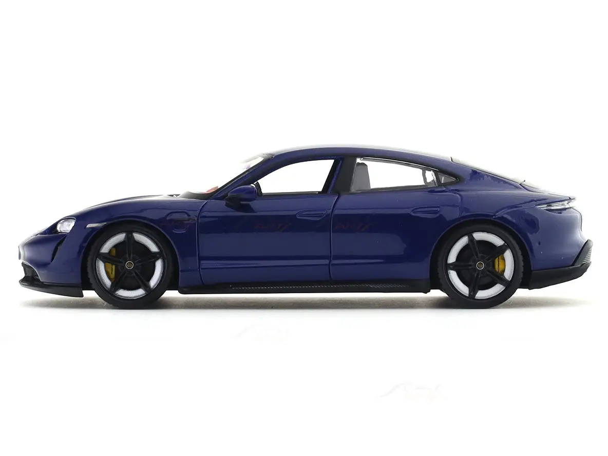 Porsche Taycan Turbo S blue 1:24 Bburago with Acrylic Case Licensed Diecast Scale Model Car Collectible view 3