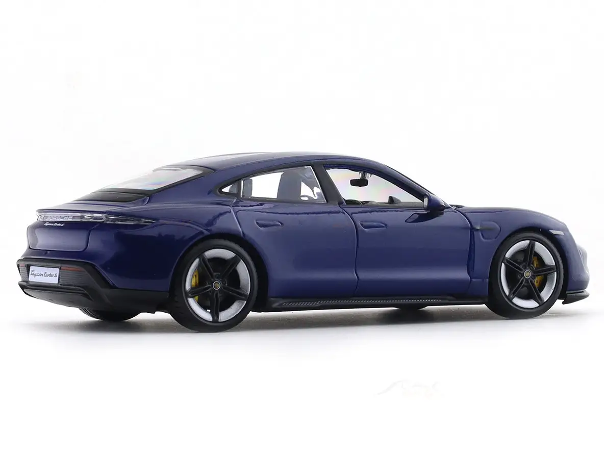 Porsche Taycan Turbo S blue 1:24 Bburago with Acrylic Case Licensed Diecast Scale Model Car Collectible view 4