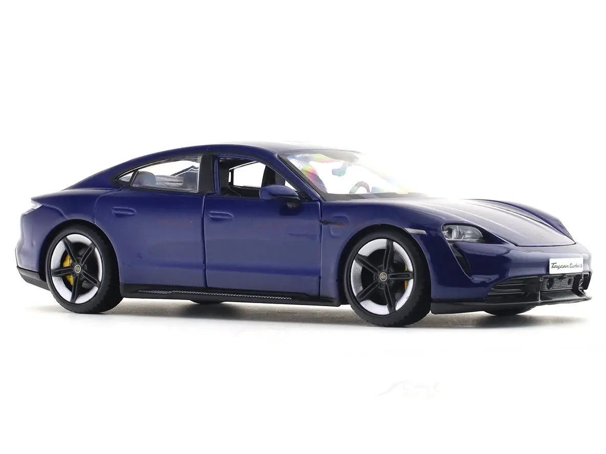 Porsche Taycan Turbo S blue 1:24 Bburago with Acrylic Case Licensed Diecast Scale Model Car Collectible view 5
