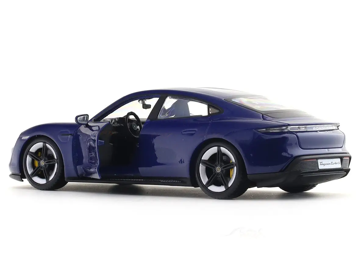 Porsche Taycan Turbo S blue 1:24 Bburago with Acrylic Case Licensed Diecast Scale Model Car Collectible view 7