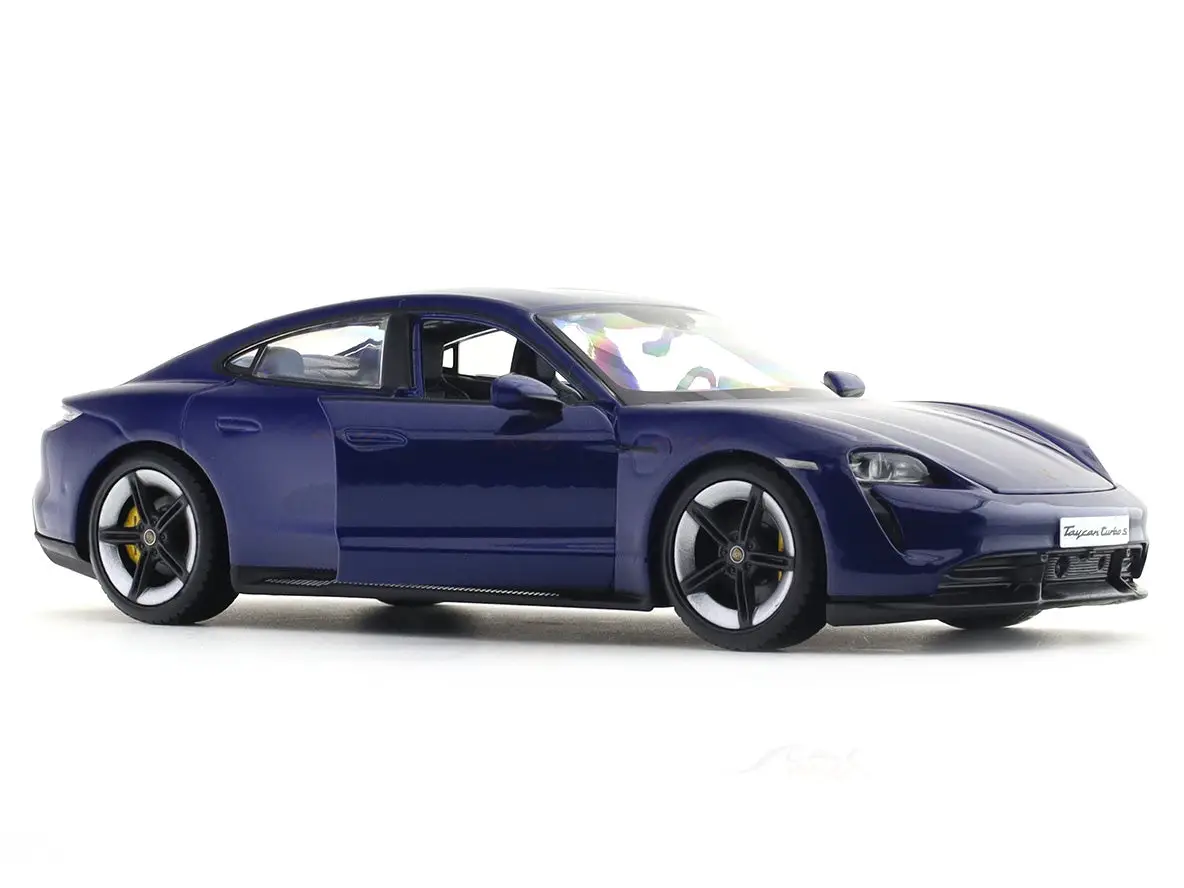 Porsche Taycan Turbo S blue 1:24 Bburago with Acrylic Case Licensed Diecast Scale Model Car Collectible view 8