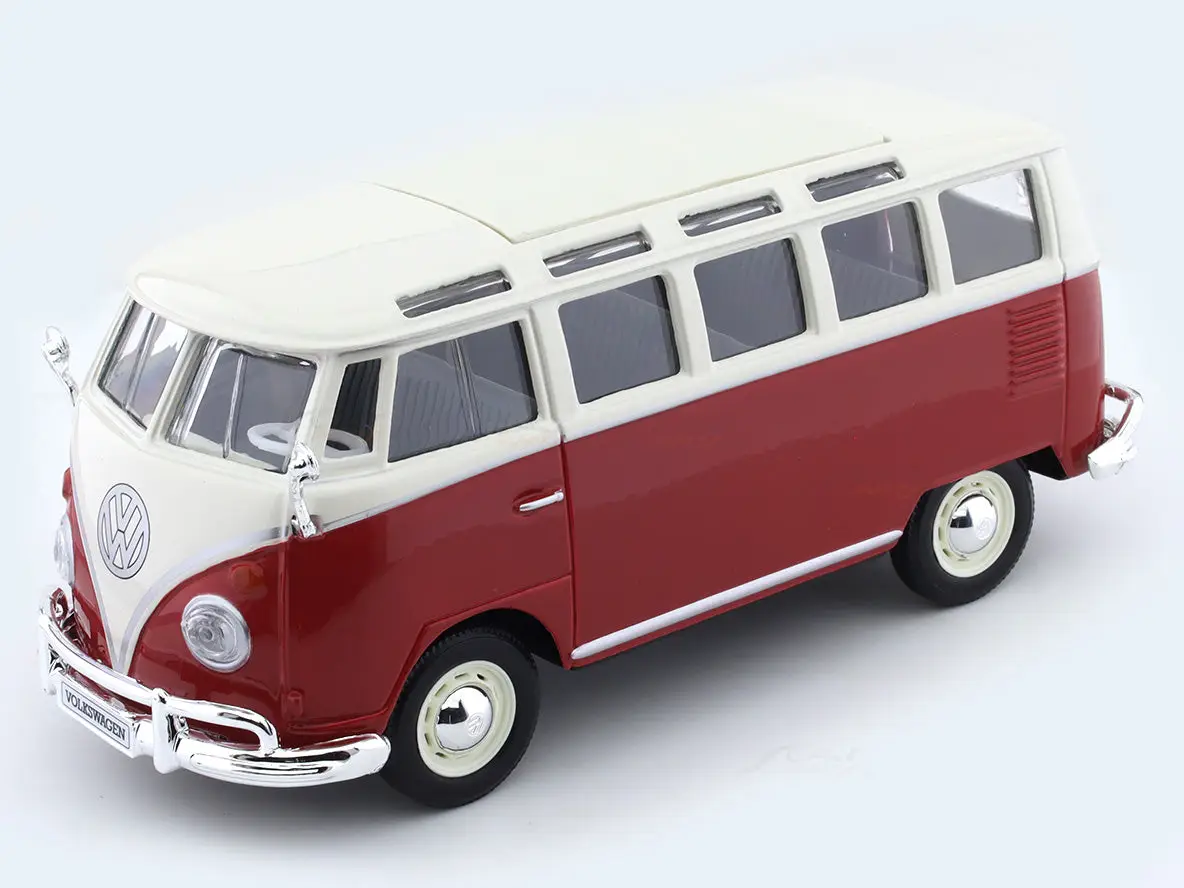 Volkswagen Van Samba red 1:25 Maisto Bburago licensed diecast Scale Model Van view 7
