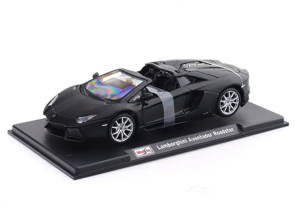 Lamborghini Aventador Roadster matte black 1:24 Maisto licensed diecast Scale Model car collectible view 2