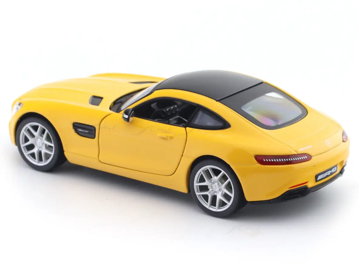 Mercedes-Benz AMG GT yellow 1:24 Maisto with Acrylic Case Licensed Diecast Scale Model Car Collectible view 3