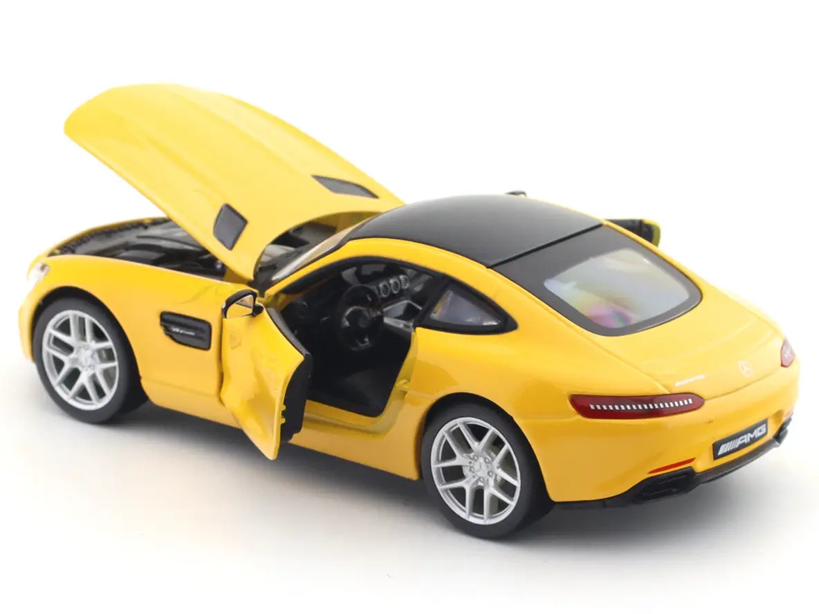 Mercedes-Benz AMG GT yellow 1:24 Maisto with Acrylic Case Licensed Diecast Scale Model Car Collectible view 4