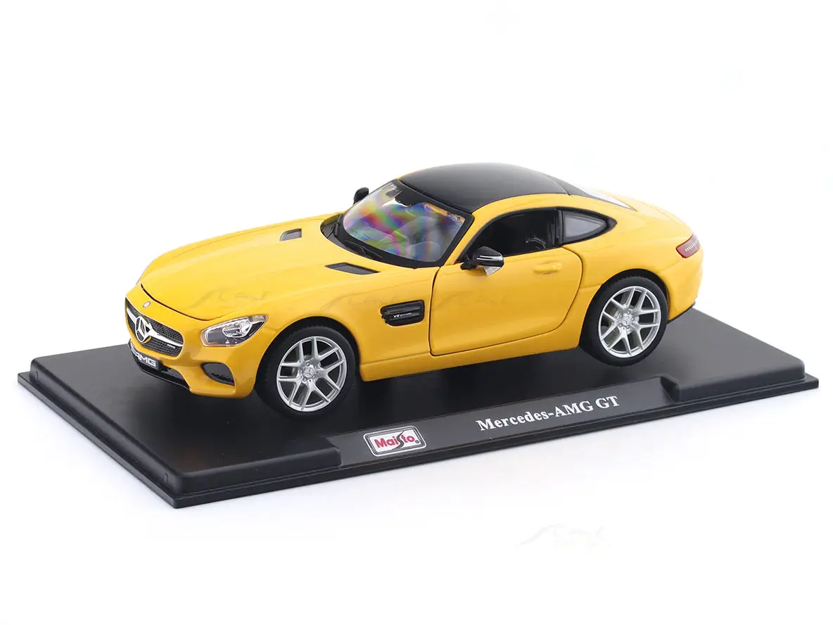 Mercedes-Benz AMG GT yellow 1:24 Maisto with Acrylic Case Licensed Diecast Scale Model Car Collectible view 5
