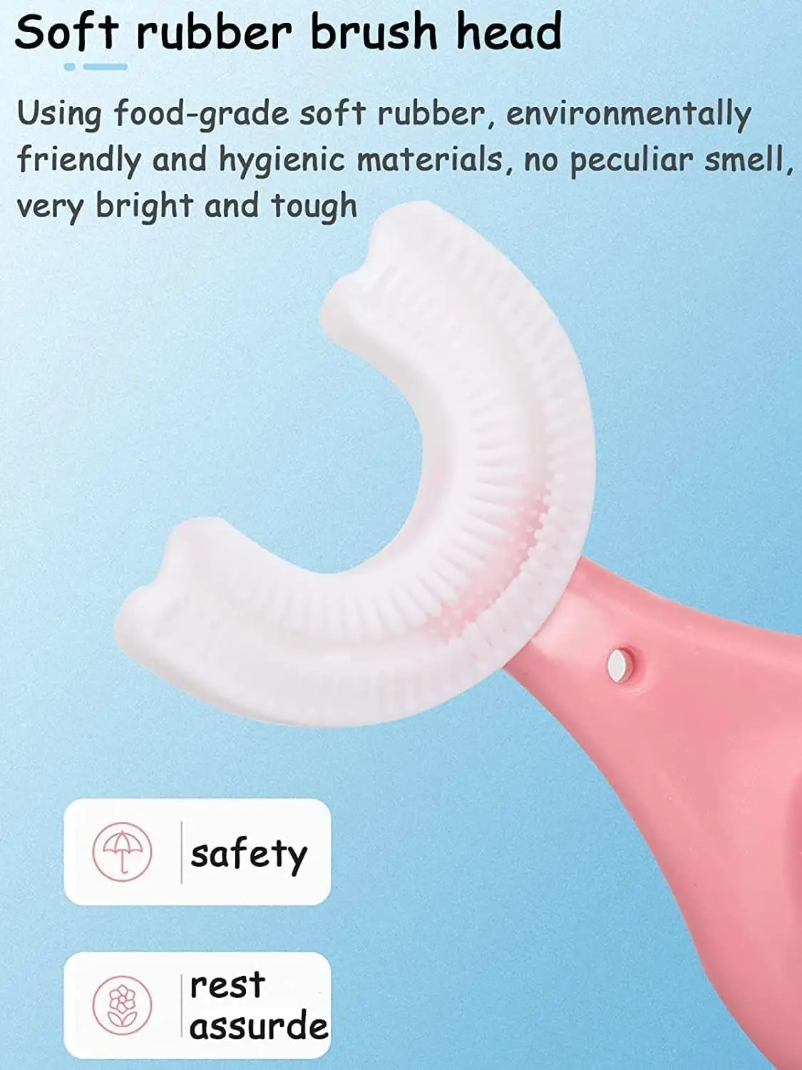 U Shaped Toothbrush for Kids, Food Grade Soft Silicone Brush Head, 360° Oral Teeth Cleaning Tools, Children Infant U Shape Manual Toothbrush (1.5 to 6 Years... view 3