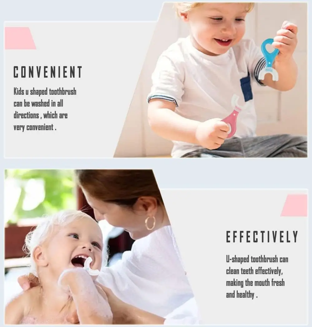 U Shaped Toothbrush for Kids, Food Grade Soft Silicone Brush Head, 360° Oral Teeth Cleaning Tools, Children Infant U Shape Manual Toothbrush (1.5 to 6 Years... view 5