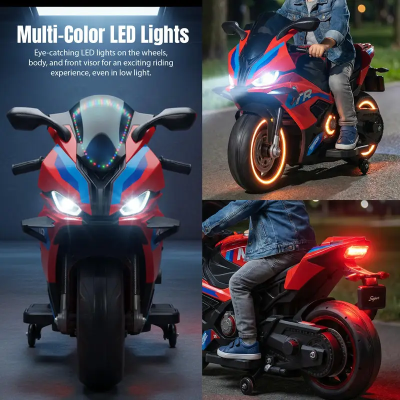 Baybee BTR Baby Battery Operated Bike for Kids with Hand Accelerator USB Bluetooth, Rechargeable Rideon Toy Bike with RGB LED Light & Music, Baby Electric Bike for Kids 3+ Years Boys Girls (Red) view 4