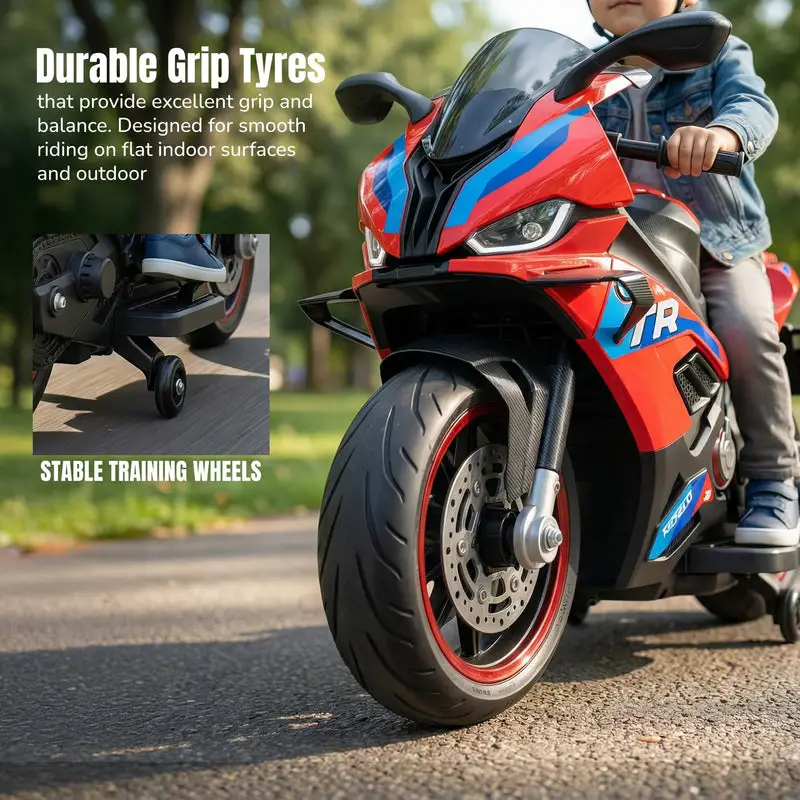 Baybee BTR Baby Battery Operated Bike for Kids with Hand Accelerator USB Bluetooth, Rechargeable Rideon Toy Bike with RGB LED Light & Music, Baby Electric Bike for Kids 3+ Years Boys Girls (Red) view 5