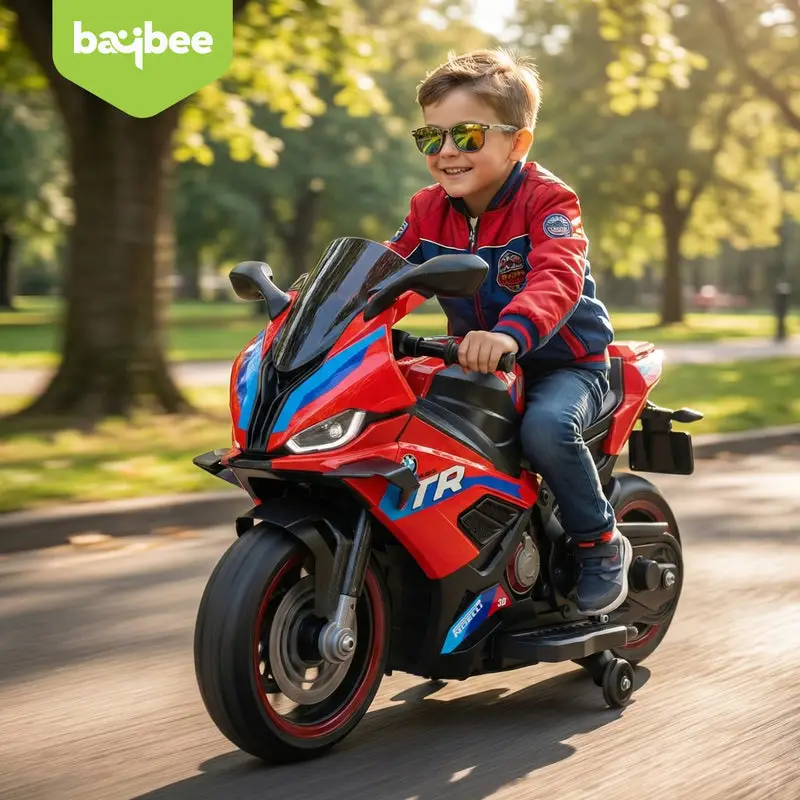 Baybee BTR Baby Battery Operated Bike for Kids with Hand Accelerator USB Bluetooth, Rechargeable Rideon Toy Bike with RGB LED Light & Music, Baby Electric Bike for Kids 3+ Years Boys Girls (Red) view 7