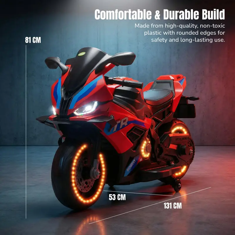 Baybee BTR Baby Battery Operated Bike for Kids with Hand Accelerator USB Bluetooth, Rechargeable Rideon Toy Bike with RGB LED Light & Music, Baby Electric Bike for Kids 3+ Years Boys Girls (Red) view 8