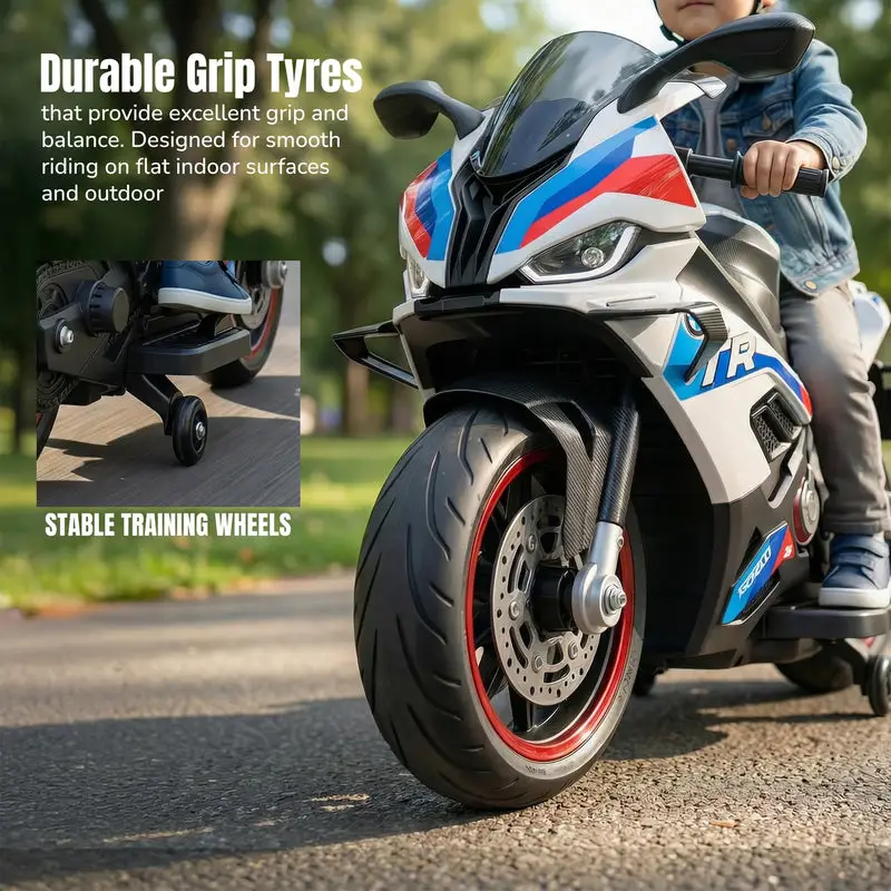 Baybee BTR Baby Battery Operated Bike for Kids with Hand Accelerator USB Bluetooth, Rechargeable Rideon Toy Bike with RGB LED Light & Music, Baby Electric Bike for Kids 3+ Years Boys Girls (White) view 3