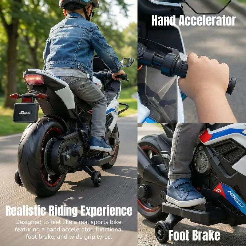 Baybee BTR Baby Battery Operated Bike for Kids with Hand Accelerator USB Bluetooth, Rechargeable Rideon Toy Bike with RGB LED Light & Music, Baby Electric Bike for Kids 3+ Years Boys Girls (White) view 5