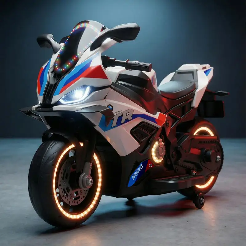 Baybee BTR Baby Battery Operated Bike for Kids with Hand Accelerator USB Bluetooth, Rechargeable Rideon Toy Bike with RGB LED Light & Music, Baby Electric Bike for Kids 3+ Years Boys Girls (White) view 7