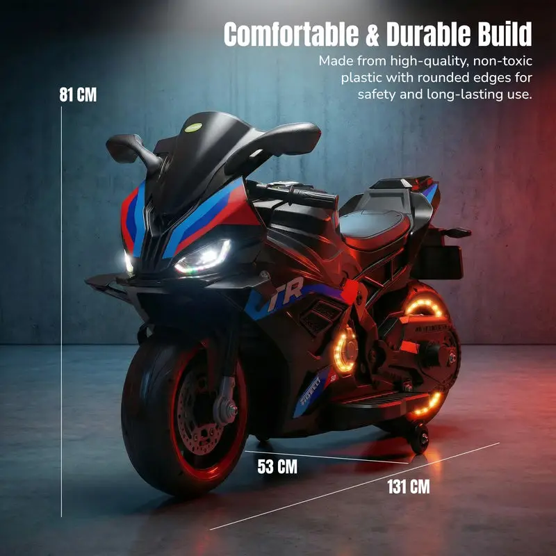 Baybee BTR Baby Battery Operated Bike for Kids with Hand Accelerator USB Bluetooth, Rechargeable Rideon Toy Bike with RGB LED Light & Music, Baby Electric Bike for Kids 3+ Years Boys Girls (Black) view 2
