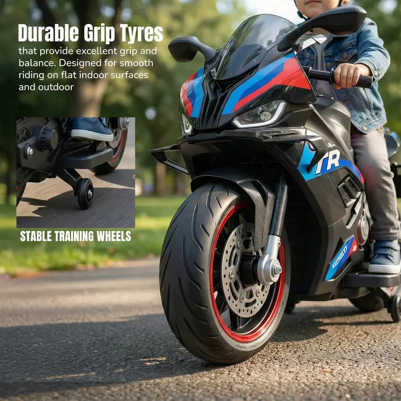 Baybee BTR Baby Battery Operated Bike for Kids with Hand Accelerator USB Bluetooth, Rechargeable Rideon Toy Bike with RGB LED Light & Music, Baby Electric Bike for Kids 3+ Years Boys Girls (Black) view 4